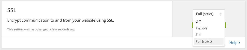 cloudflare SSL option drop down