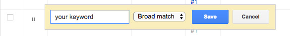 Adwords keyword match setup rule