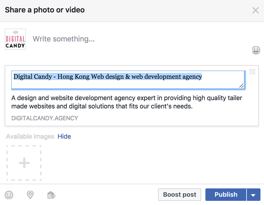 online marketing Facebook post customize header