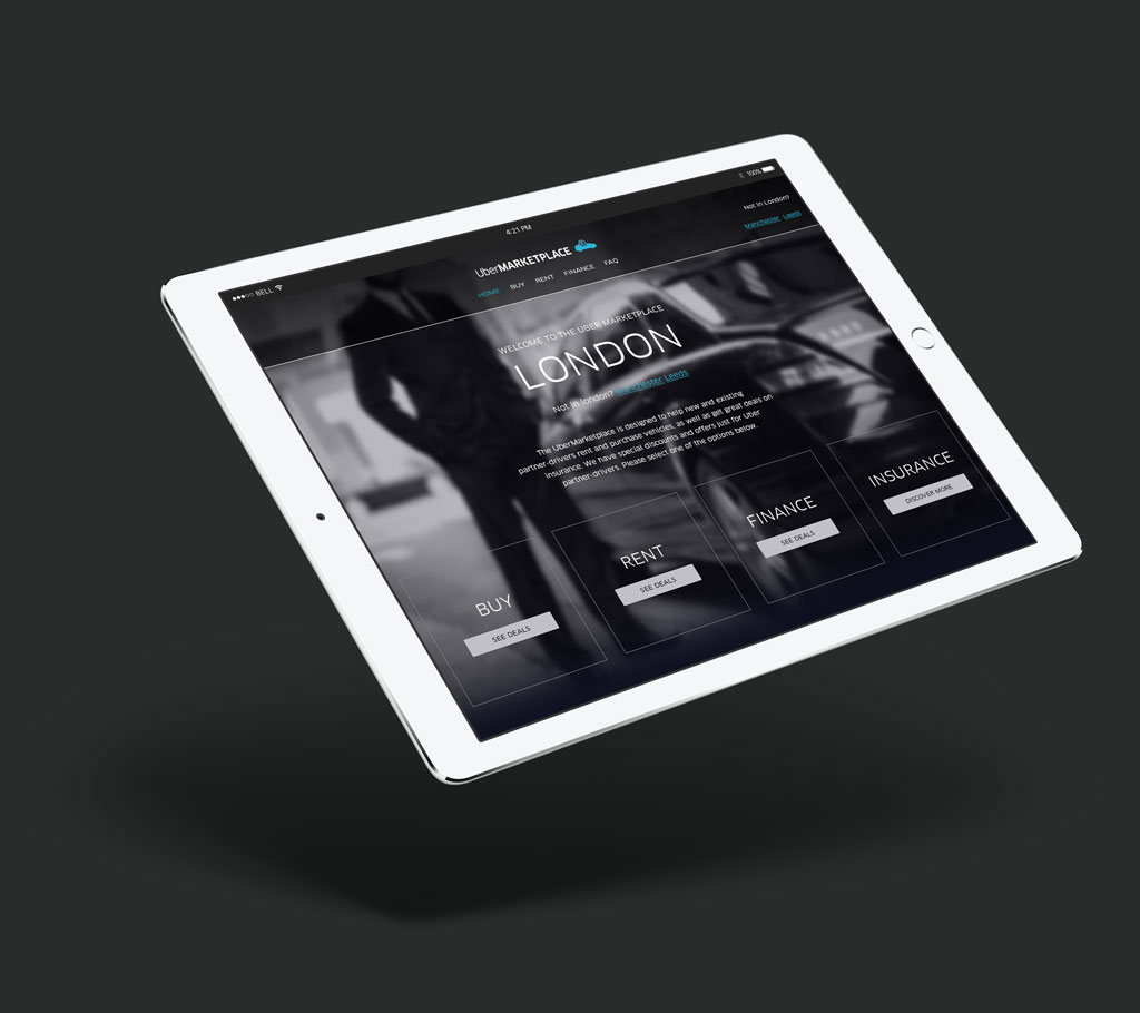 web design project by Digital Candy for Uber Marketplace tablet design